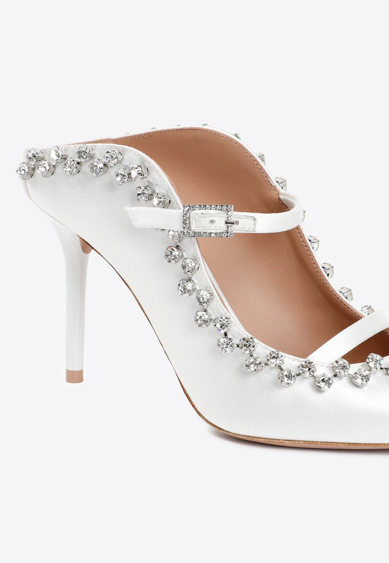 Gala 85 Crystal-Embellished Satin Mules