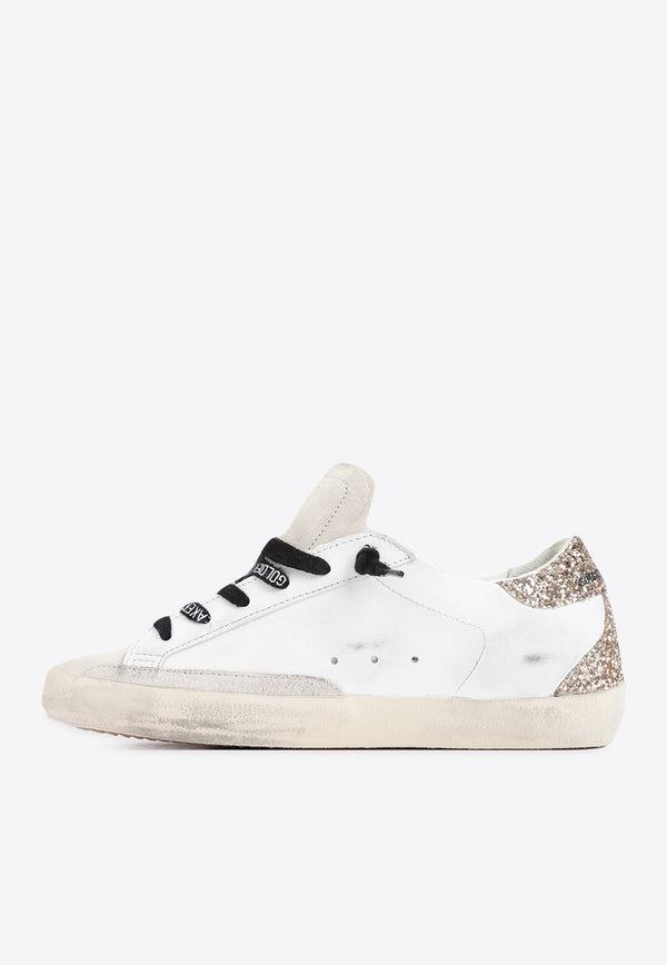 Superstar Leather Sneakers with Glittered Star Patch