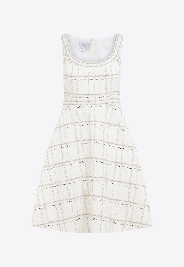 Boucle Sequin-Embellished Knee-Length Dress