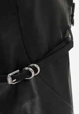 Leather Sleeveless Belted Mini Dress