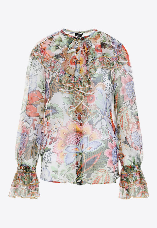 Floral Print Ruffled Blouse