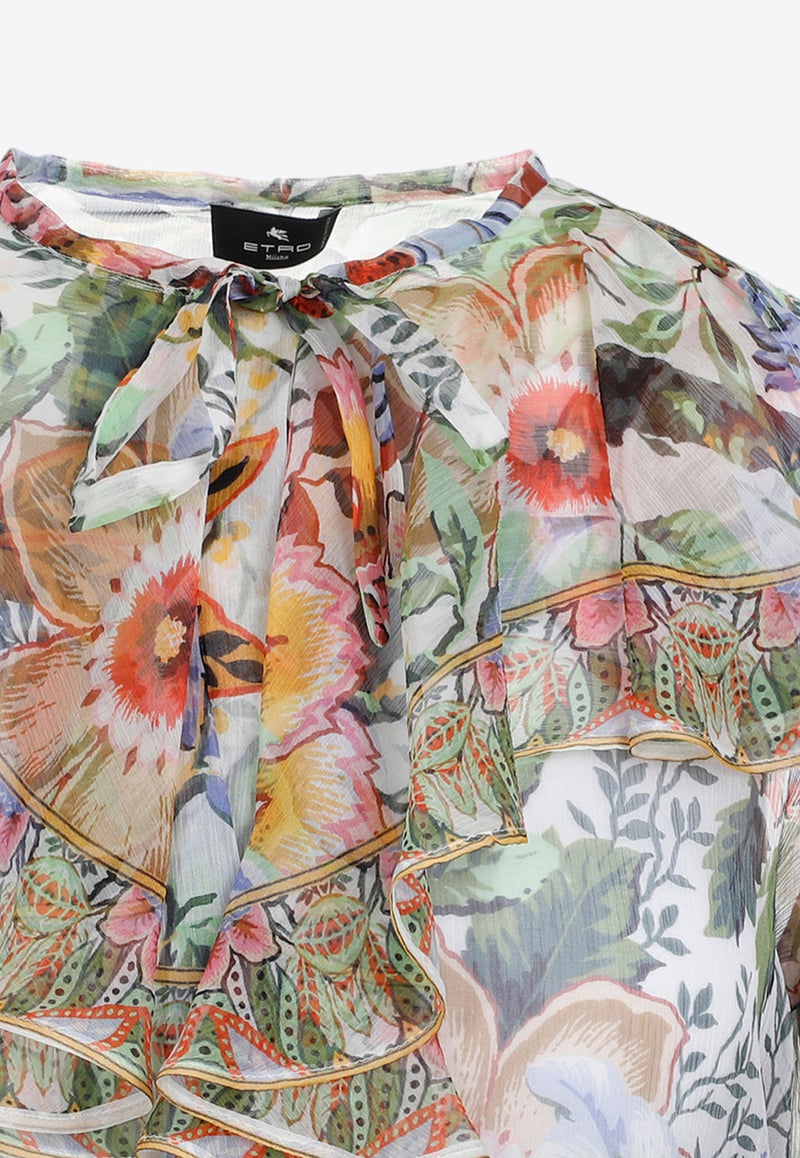 Floral Print Ruffled Blouse