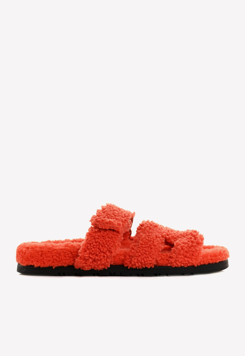 Chypre Sandals in Orange Woolskin