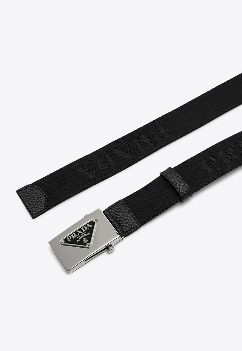 Logo Buckle Woven Belt