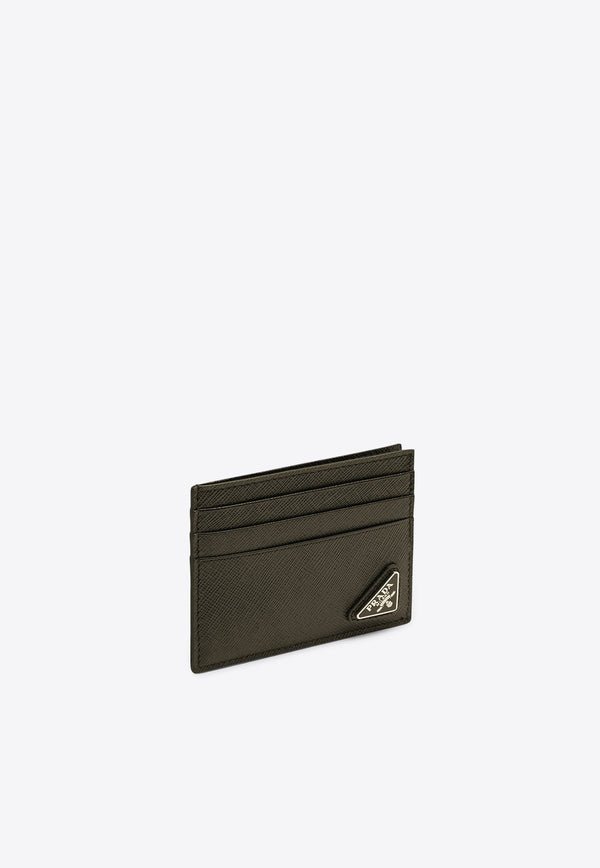 Triangle Logo Cardholder in Saffiano Leather