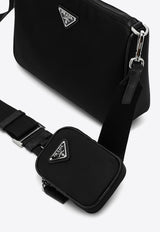 Re-Nylon and Saffiano Leather Crossbody Bag