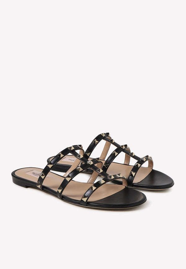 Rockstud Leather Flat Mules