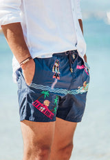 All-Over Saint-Barth Embroidered Swim Shorts