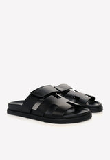 Chypre Sandals in Black Calfskin