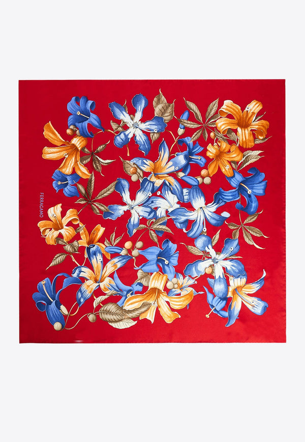 Hibiscus Print Silk Foulard