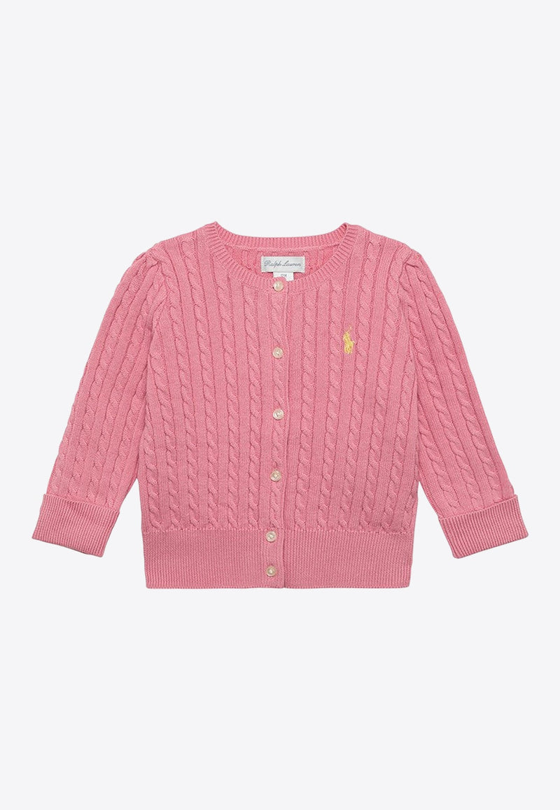 Baby Girls Cable Knit Logo Cardigan