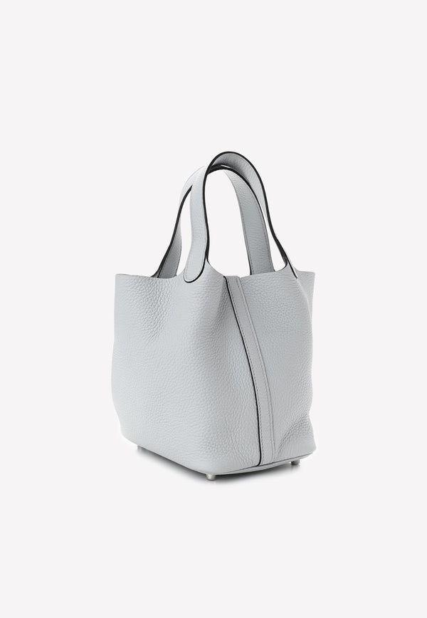 Picotin Lock 18 Bag in Bleu Pale Clemence with Palladium Hardware