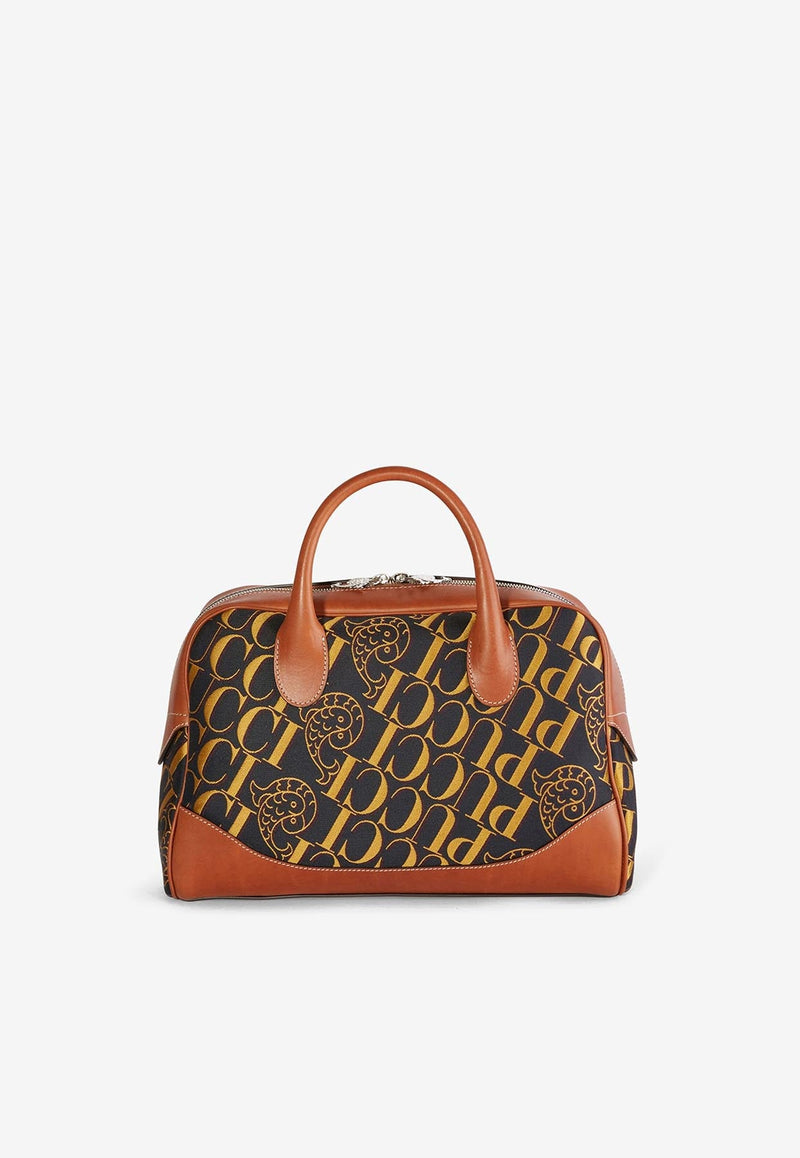 Logo Jacquard Bowling Top Handle Bag