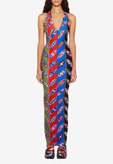 Girnandole Print V-neck Maxi Dress