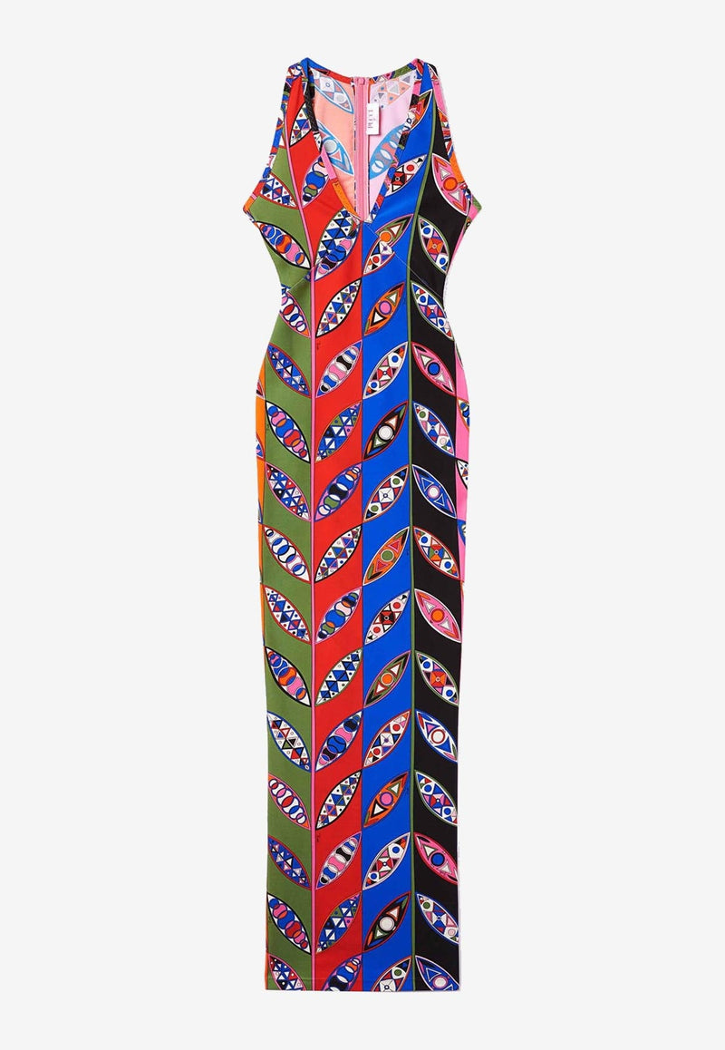 Girnandole Print V-neck Maxi Dress