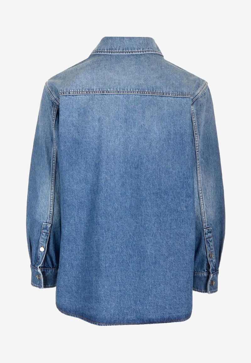 VLogo Embossed Denim Shirt