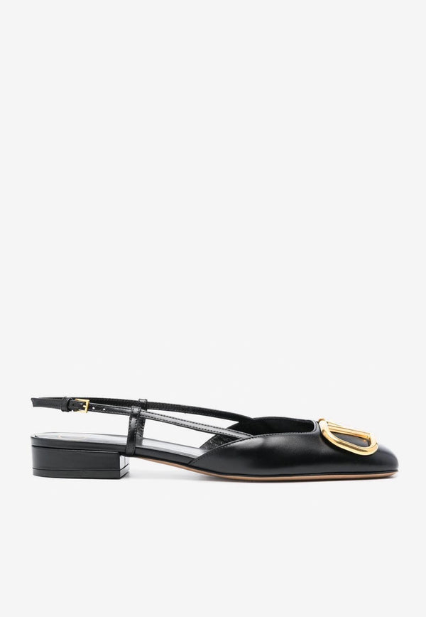 VLogo Slingback Flats in Calf Leather