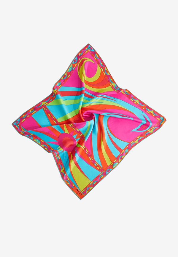 Large Cigni Print Silk Scarf