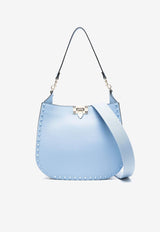 Rockstud Grained Leather Hobo Bag