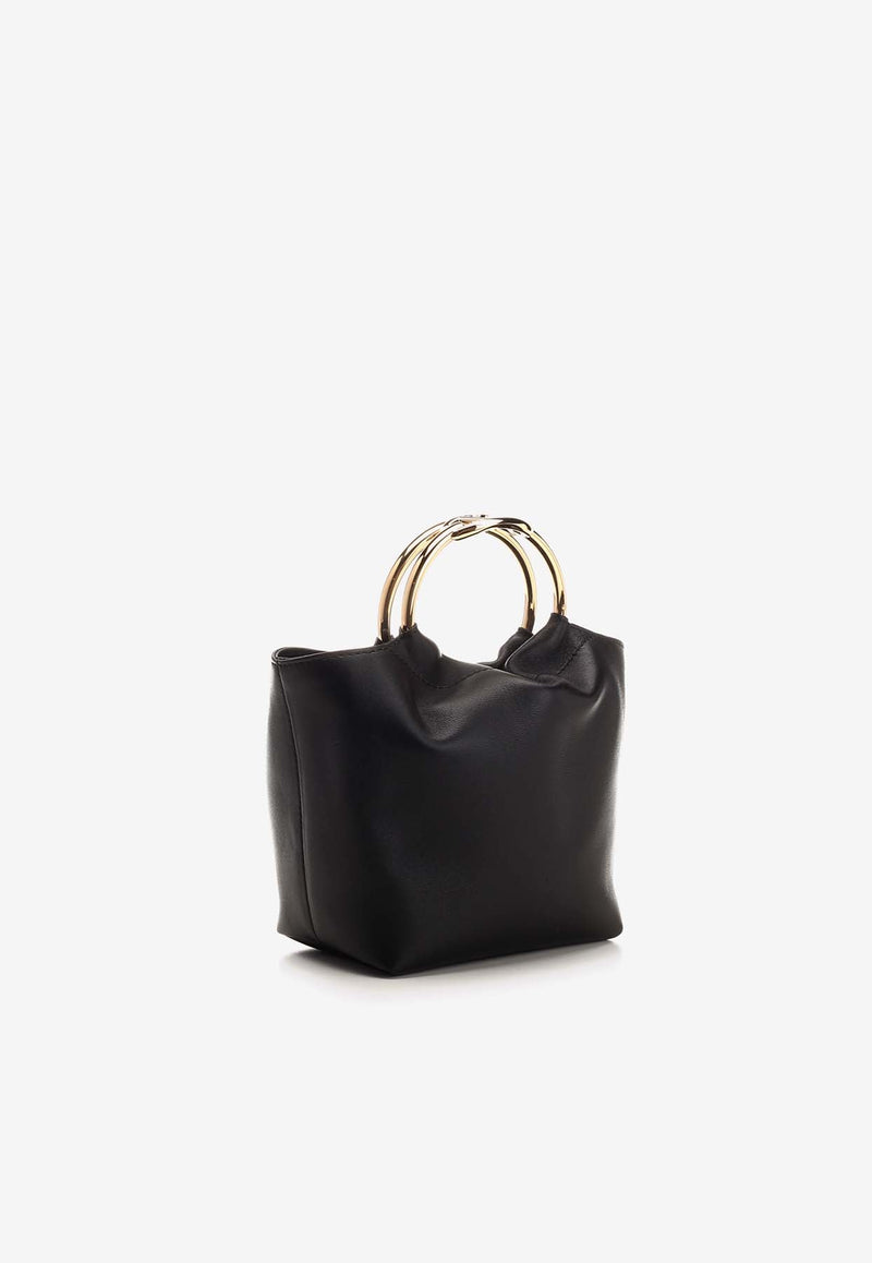 Small Carry Secrets Leather Bucket Bag