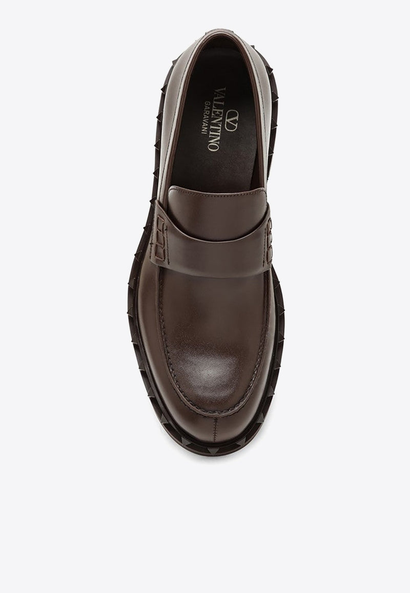 Rockstud M-way Calfskin Leather Loafers