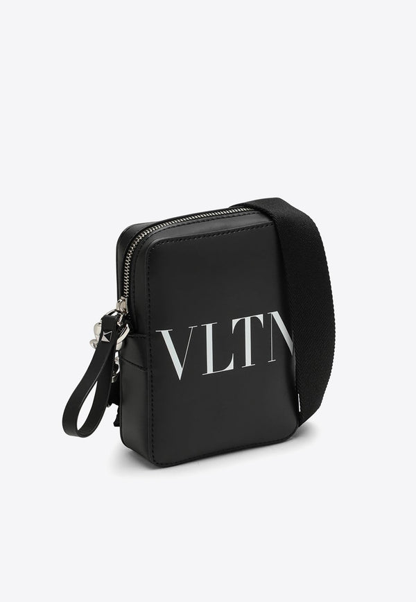 Small Logo-Print Leather Crossbody Bag