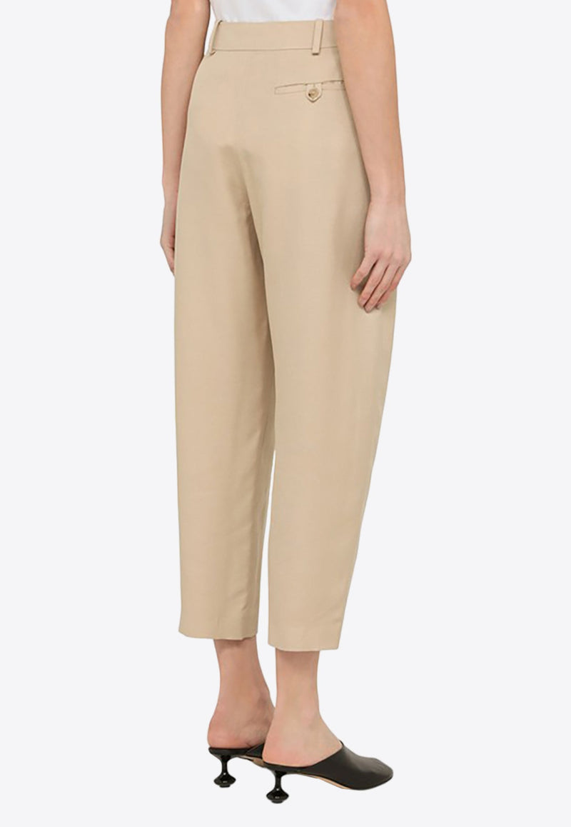 Tapered-Leg Tailored Pleated Pants
