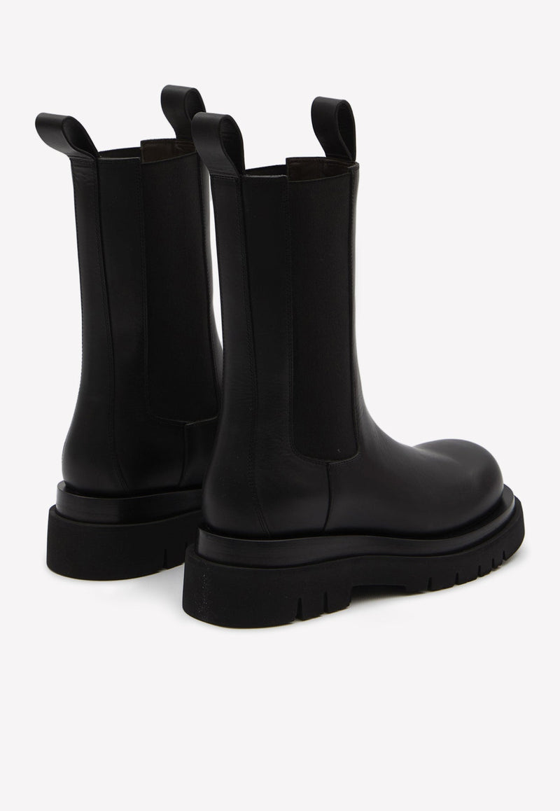 Calfskin Lug Boots with Elasticated Side Panels