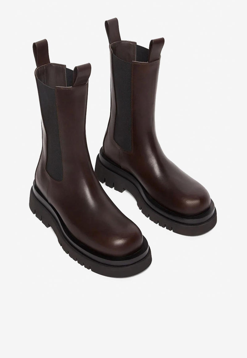 Calfskin Lug Boots with Elasticated Side Panels