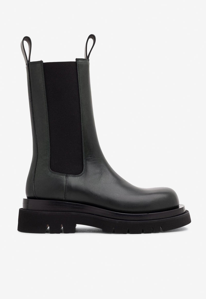 Calfskin Lug Boots with Elasticated Side Panels