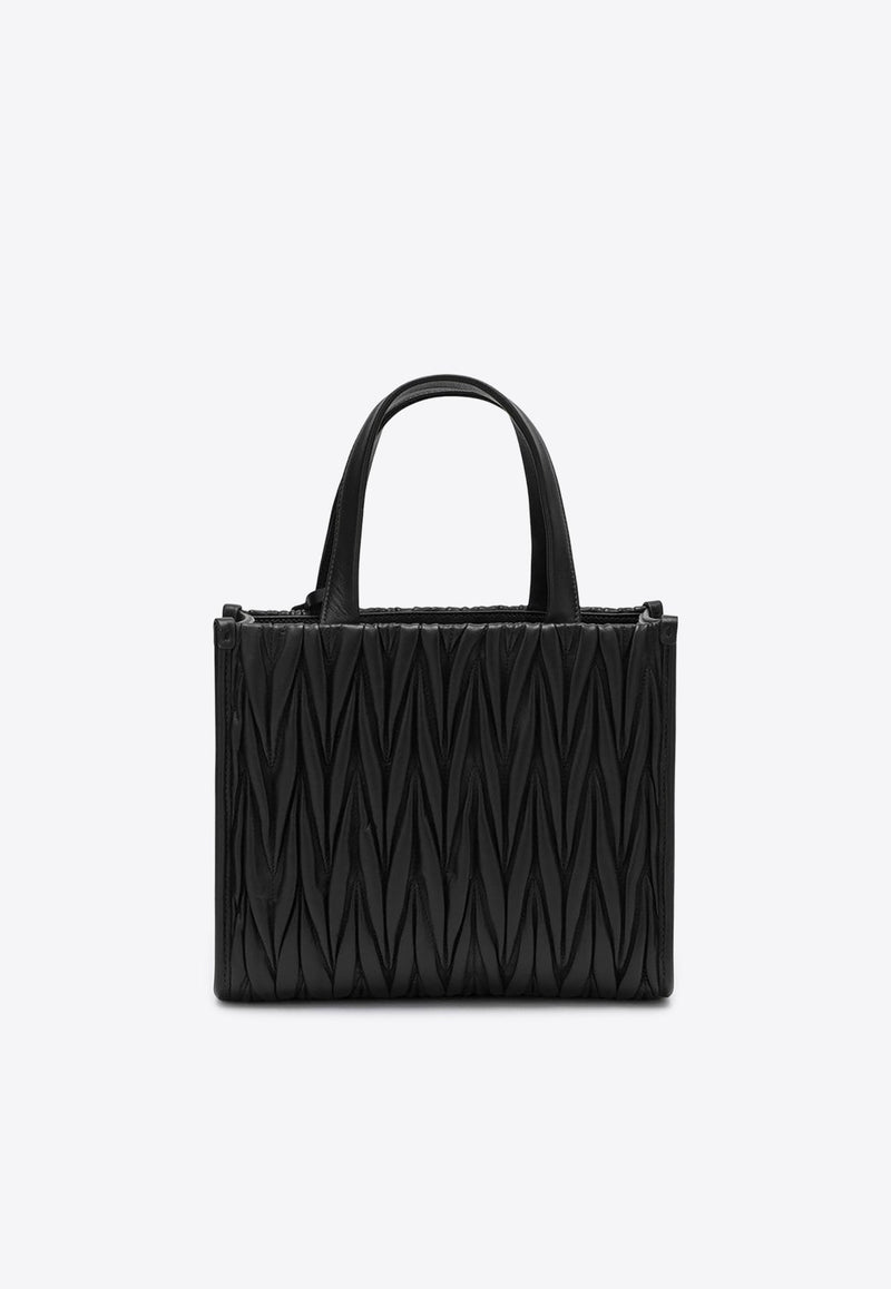 Logo Lettering Quilted Leather Tote Bag