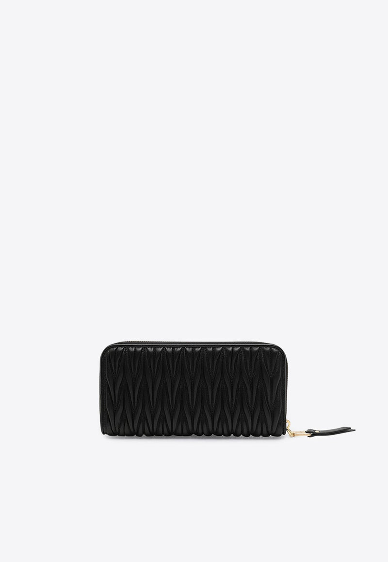 Logo Lettering Zip-Around Wallet in Quilted Leather