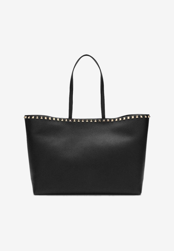 Rockstud Grained Leather Tote Bag