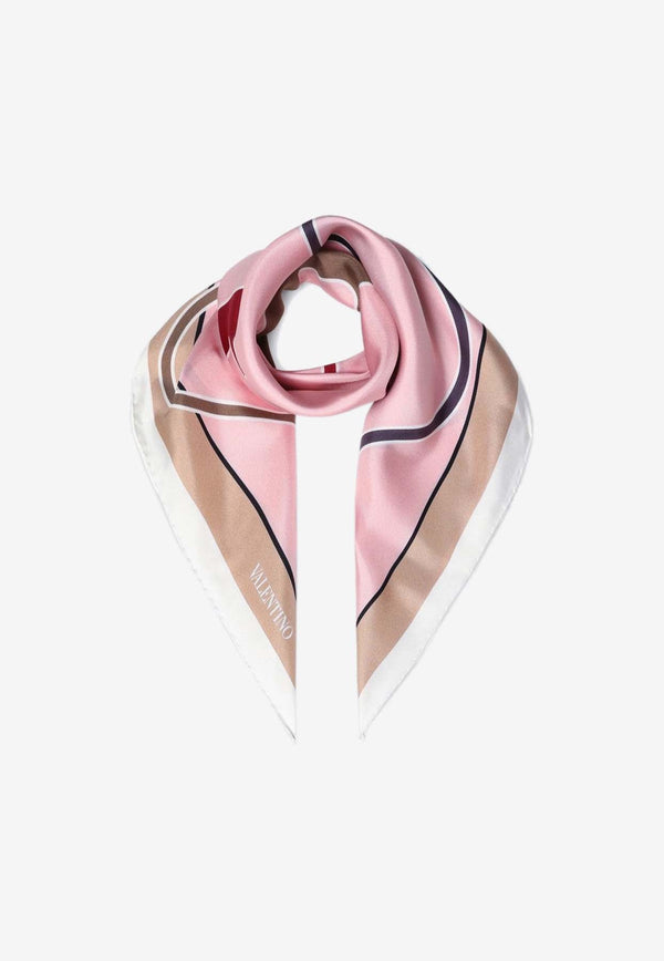 VLogo Print Silk Scarf