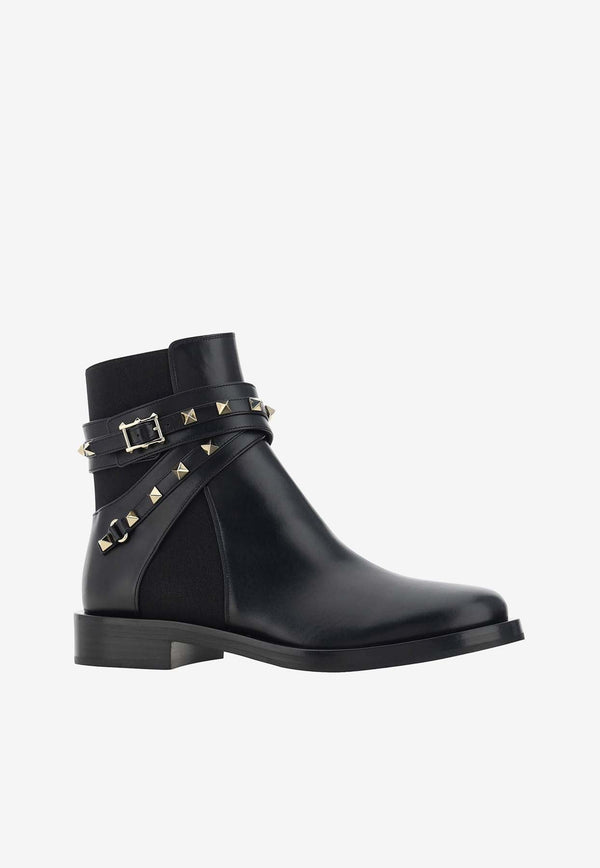 Rockstud Leather Ankle Boots