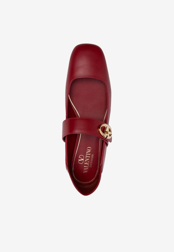 VLogo Locker Mary-Jane Leather Ballet Flats