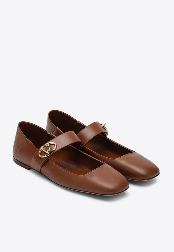 VLogo Mary-Jane Leather Ballet Flats