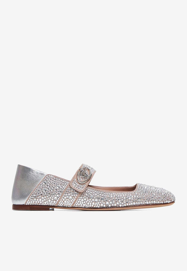 VLogo Locker Mary-Jane Studded Ballet Flats