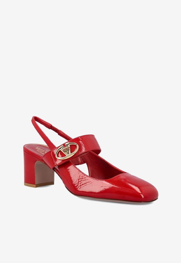 VLogo Locker 60 Mary-Jane Slingback Pumps in Patent Leather