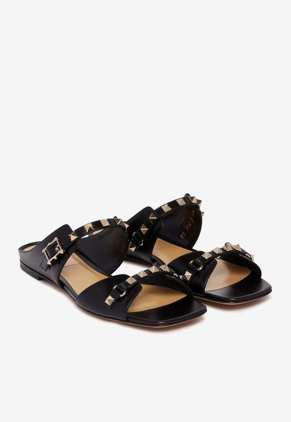 Rockstud Leather Flat Sandals