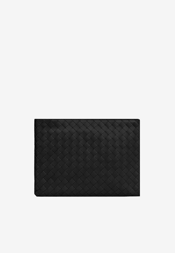 Half-Zip Pouch in Intrecciato Calf Leather