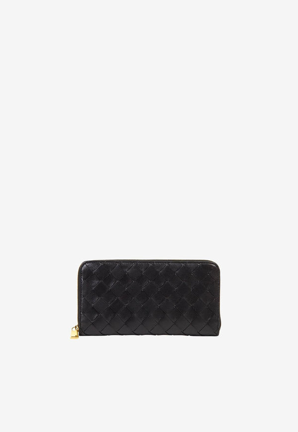 Zip-Around Wallet in Intrecciato Leather