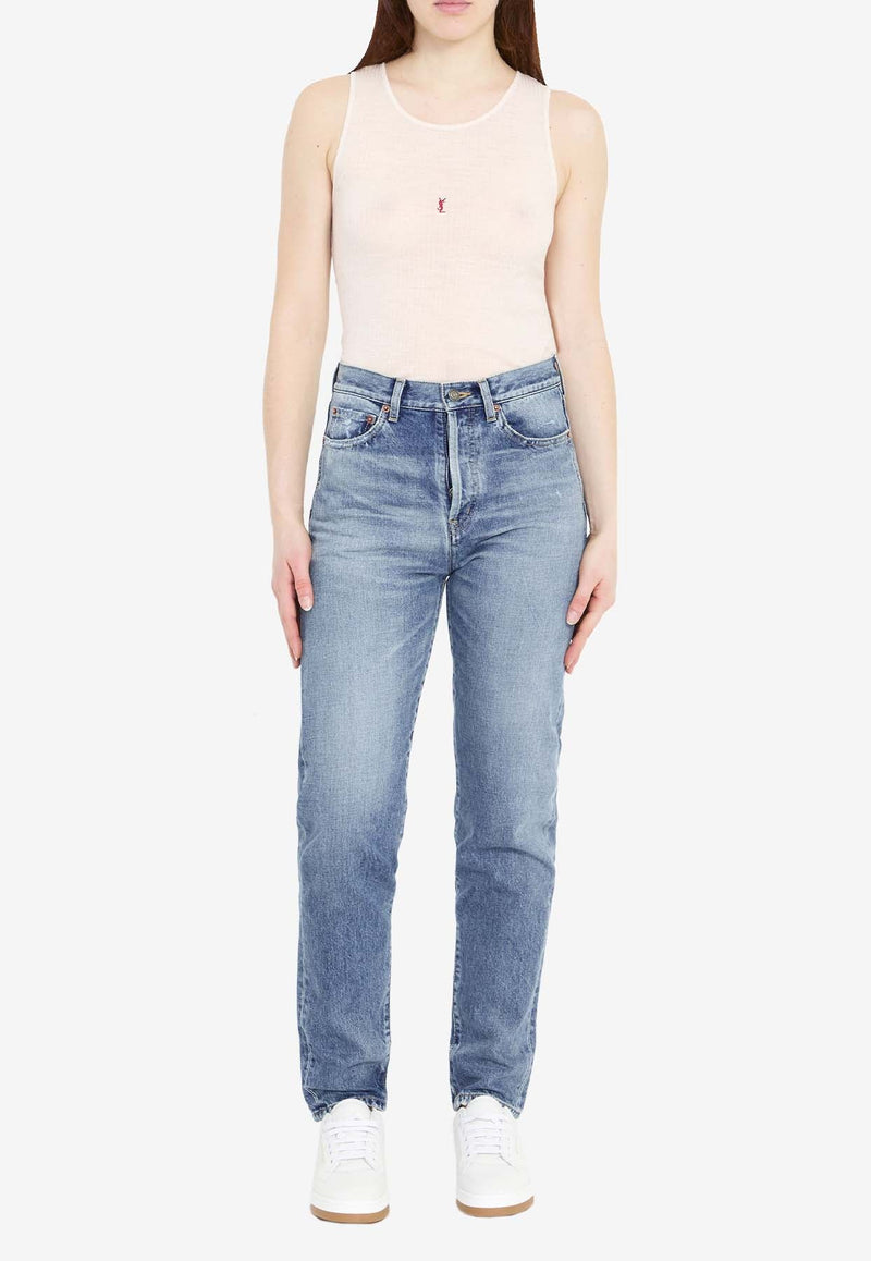 Washed-Effect Slim Jeans