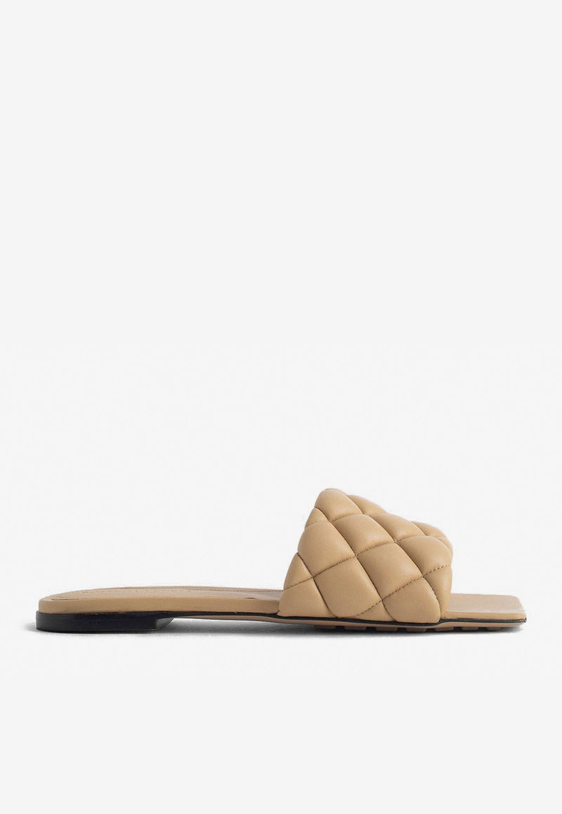 Padded Flat Sandals in Quilted Leather