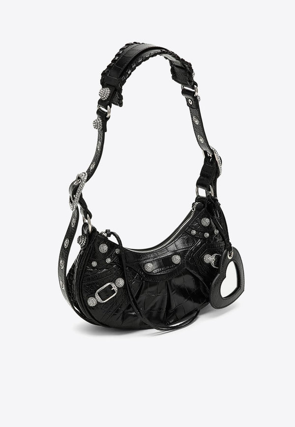 XS Le Cagole Shoulder Bag in Croc Embossed Leather