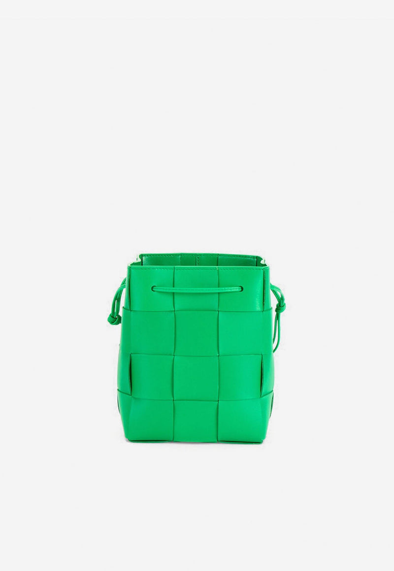 Small Cassette Bucket Bag in Intreccio Leather