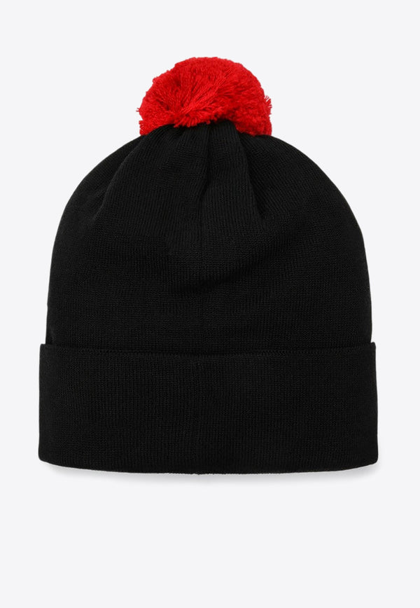 Boys Logo Patch Pom Pom Wool Beanie