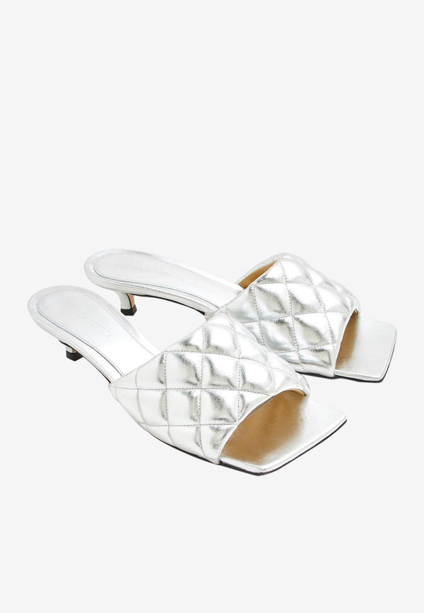 35 Quilted Metallized Leather Mules