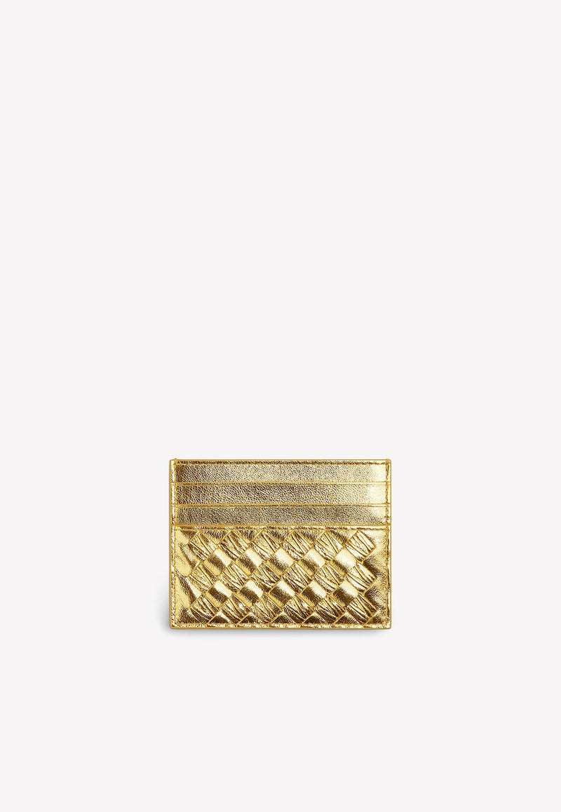 Intrecciato Cardholder in Metallic Leather