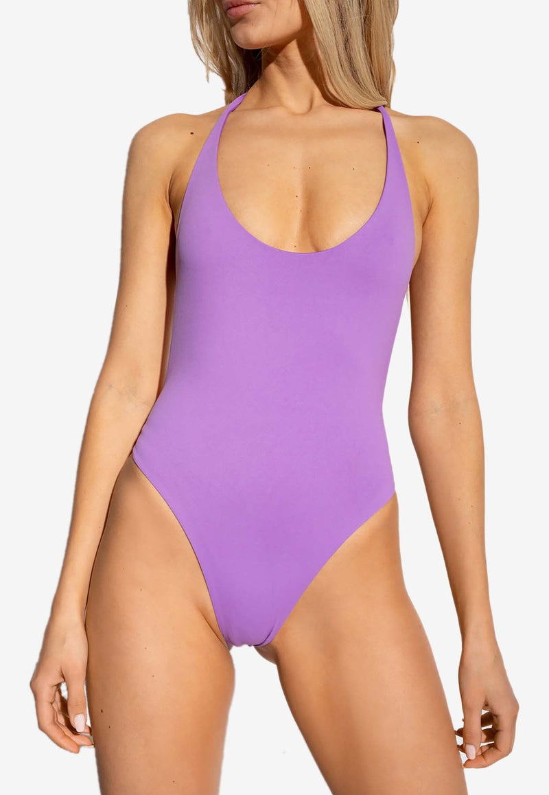 Ribbed-Knit One-Piece Swimsuit